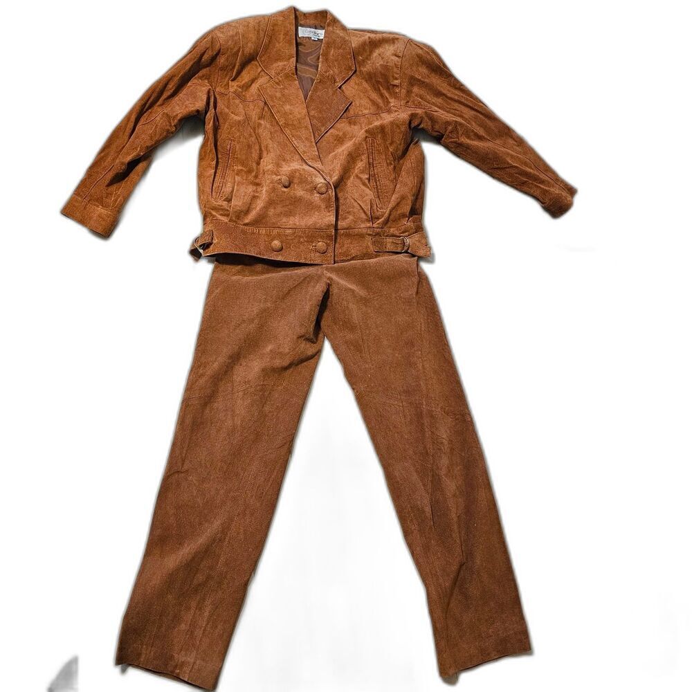 Cedars Womens Vintage Jacket and Pants 2 Pcs Suede Size Small Petite